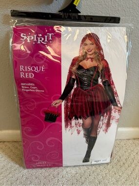 Spirit Risqué Red Hooded Dress Costume with Lace Cape - Red and Black